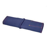 Premium Canvas & Leather Knife Roll, Dark Blue