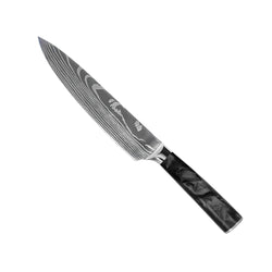 Damascus Print Epoxy Onyx 2-Piece Knife Set - Chef's Knife + Paring Knife