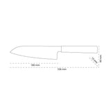Shinrai Knives - Kurayami Damascus Santoku knife 18 cm