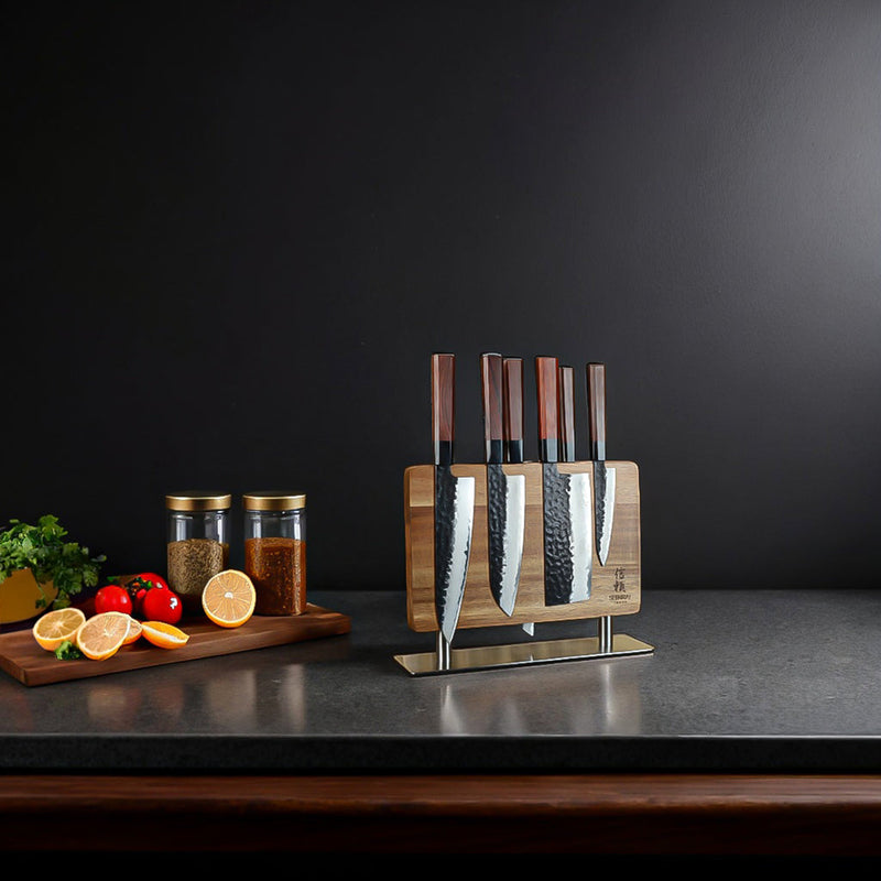 Shinrai Knives - Kurayami 7-piece Damascus Knife Set