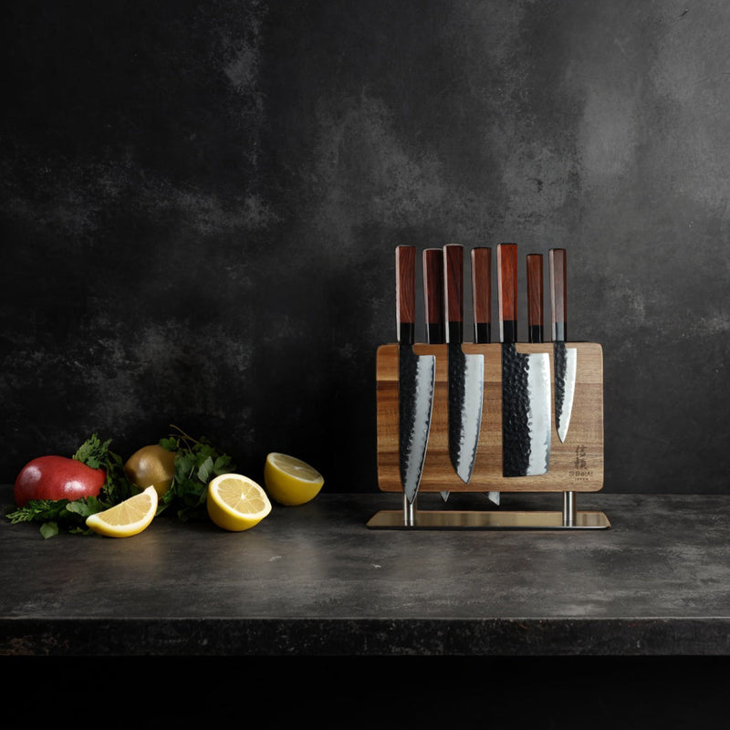 Shinrai Knives - Kurayami 7-piece Damascus Knife Set