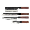 Kurayami 4-Piece Damascus Knife Set - Chef's Knife + Bread Knife + Nakiri + Paring Knife