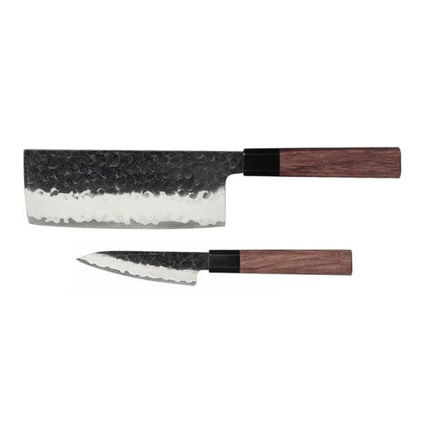 Kurayami 2-piece Damascus Knife Set - Nakiri + Paring Knife