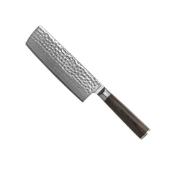 HAMMERED DAMASK BR 5-PIECE DAMASCUS KNIFE SET + ACACIA DOUBLE SIDED HOLDER