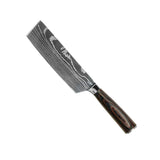 KNIFE SET DAMASCUS PRINT 9-PIECE + ACACIA HOLDER