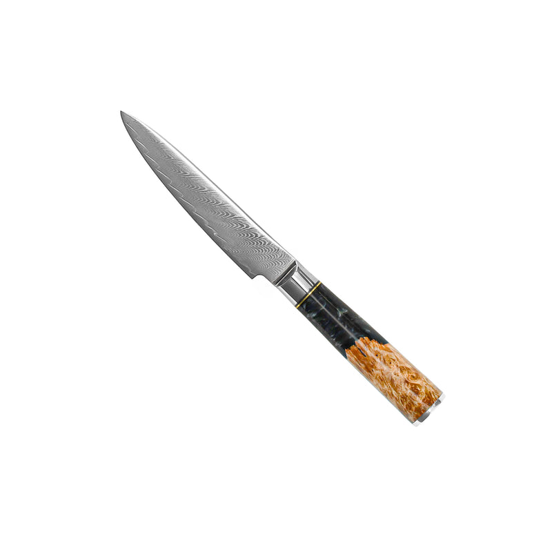 EPOXY ONYX 6-PIECE DAMASCUS KNIFE SET + ACACIA HOLDER