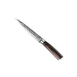 HAMMERED STAINLESS STEEL 6-PIECE KNIFE SET + ACACIA HOLDER DOUBLE SIDED