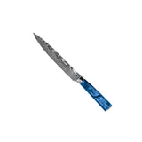 EPOXY SAPPHIRE 6 PIECE DAMASCUS PRINT KNIFE SET + ACACIA HOLDER DOUBLE SIDED