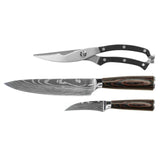Shinrai Knives - Damascus Print 3-Piece Outdoor Knife Set