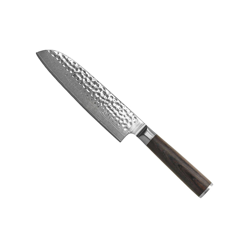 HAMMERED DAMASK BR 5-PIECE DAMASCUS KNIFE SET + ACACIA DOUBLE SIDED HOLDER