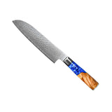 Epoxy Sapphire 4-delige Damascus Messenset - Koksmes + Nakiri + Santoku + Broodmes