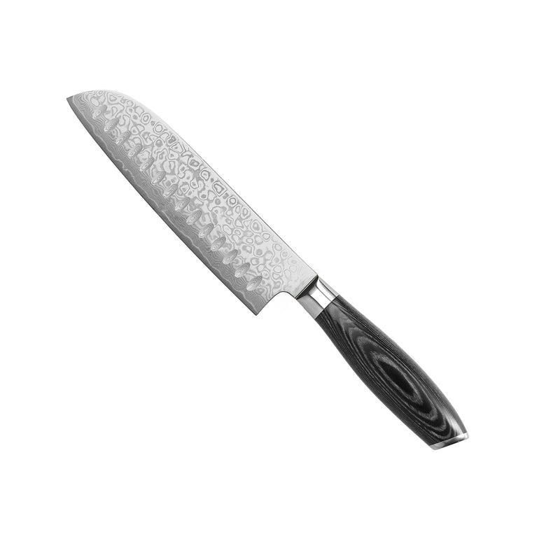 Damascus Pakka Wood - Santoku Knife 18 cm