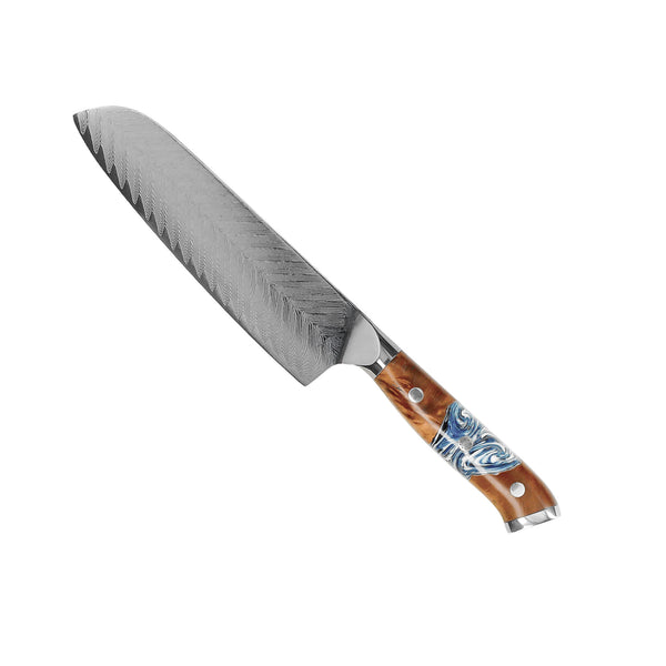Shinrai Knives - Eclipse Series Damascus Santoku Knife 18