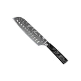Damascus Print Epoxy Onyx 5-piece Knife Set - Chef's Knife + Bread Knife + Nakiri + Santoku + Paring Knife