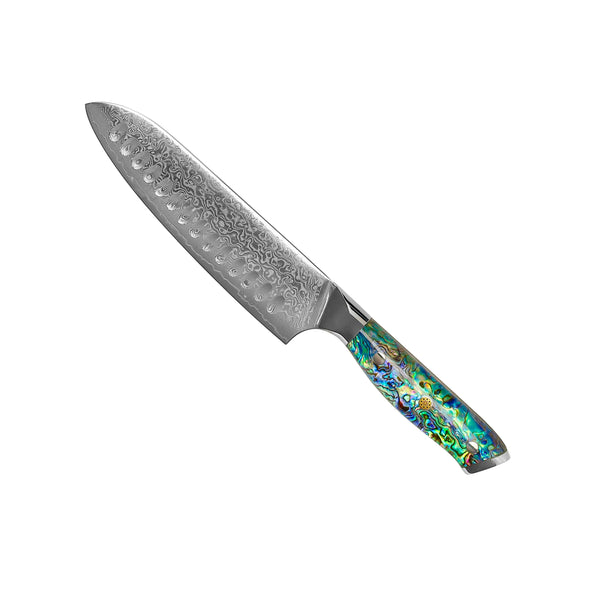 MOTHER OF PEARL JEWELS DAMASCUS SANTOKU KNIFE 18 CM