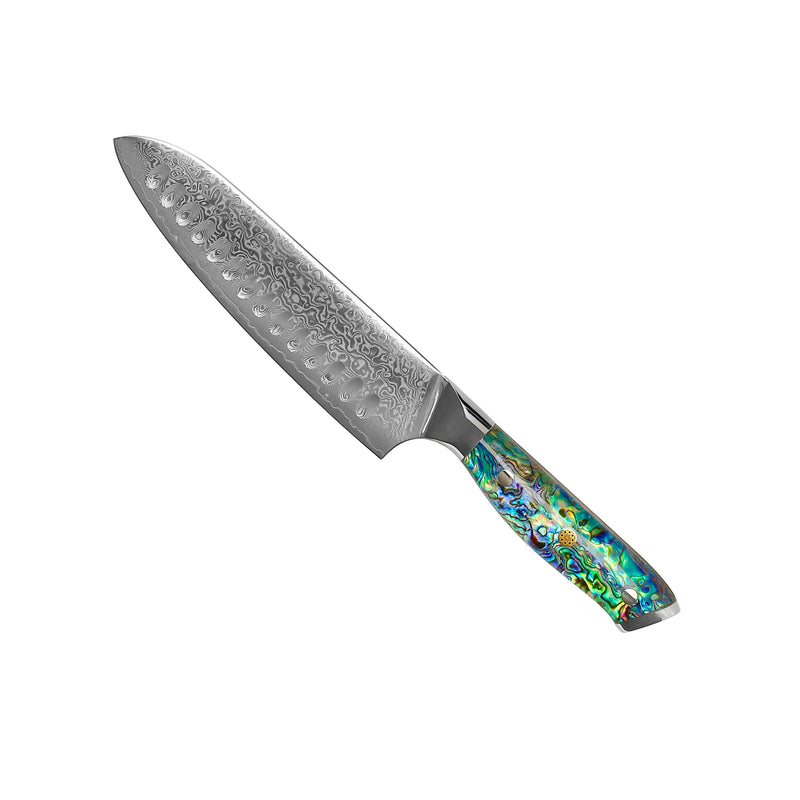 MOTHER OF PEARL JEWELS - DAMASCUS SANTOKU KNIFE 18 CM