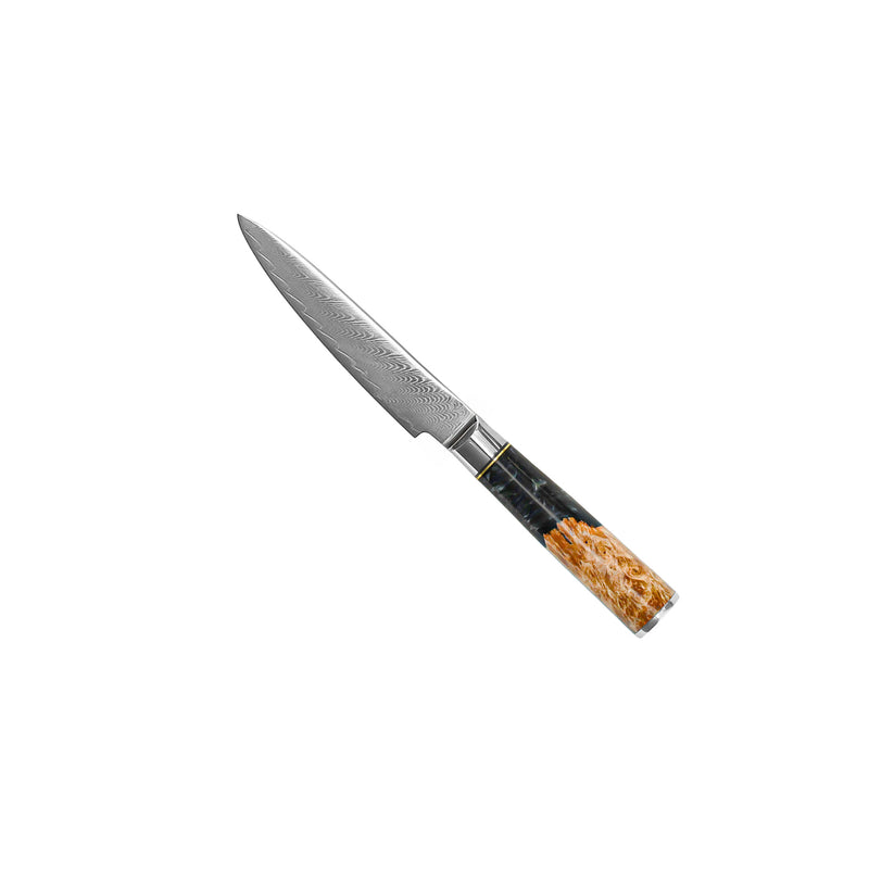 EPOXY ONYX 6-PIECE DAMASCUS KNIFE SET + ACACIA HOLDER