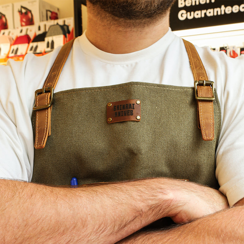 High-Quality Canvas & Leather Apron, Green