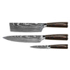 Damascus Print 3-Piece Knife Set - Chef's Knife + Nakiri + Paring Knife