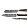 Damascus Print 3-Piece Knife Set - Chef's Knife + Santoku + Paring Knife