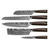 Damascus Print 5-Piece Knife Set - Chef's Knife + Bread Knife + Nakiri + Small Santoku + Paring Knife