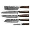 Damascus Print 5-Piece Knife Set - Chef's Knife + Bread Knife + Nakiri + Santoku + Paring Knife