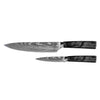 Damascus Print Epoxy Onyx 2-Piece Knife Set - Chef's Knife + Paring Knife