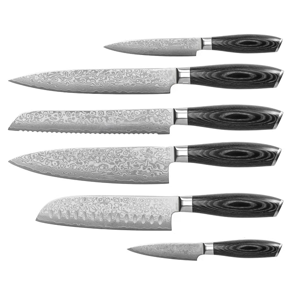 Damascus Pakka Wood Series - 6-piece knife set