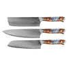 Eclipse 3-piece Damascus Knife Set - Chef's Knife + Nakiri + Santoku