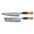 Epoxy Onyx 2-piece Damascus Knife Set - Chef's Knife + Nakiri