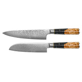 Epoxy Onyx 2-piece Damascus Knife Set - Chef's knife + Santoku knife