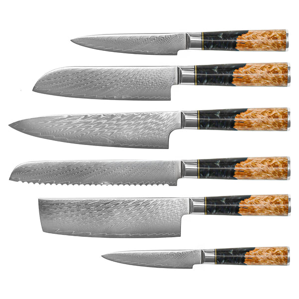 EPOXY ONYX 6 PIECE DAMASCUS KNIFE SET