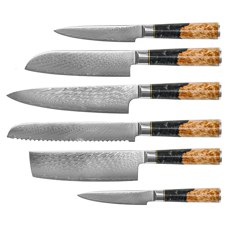 EPOXY ONYX 6 PIECE DAMASCUS KNIFE SET