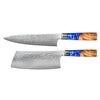 Epoxy Sapphire 2-Piece Damascus Knife Set - Chef's Knife + Nakiri