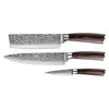 Hammered Stainless Steel 3-Piece Knife Set - Chef's Knife + Nakiri + Paring Knife