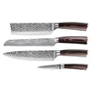 Hammered Stainless Steel 4-Piece Knife Set - Chef's Knife + Bread Knife + Nakiri + Paring Knife
