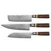 Micarta Jewels 3-piece Knife Set - Chef's Knife + Nakiri + Santoku