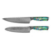Mother of Pearl Jewels 2-piece Damascus Knife Set - Chef's knife + Santoku knife