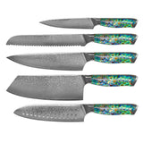 MOTHER OF PEARL JEWELS SERIES 5 PIECE DAMASCUS KNIFE SET