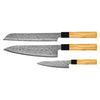 Takumi Kaza 3-Piece Damascus Knife Set - Chef's Knife + Bread Knife + Paring Knife