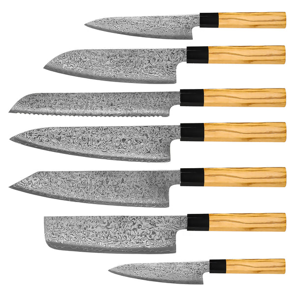 Shinrai Knives - Takumi Kaza 7-piece Damascus Knife Set