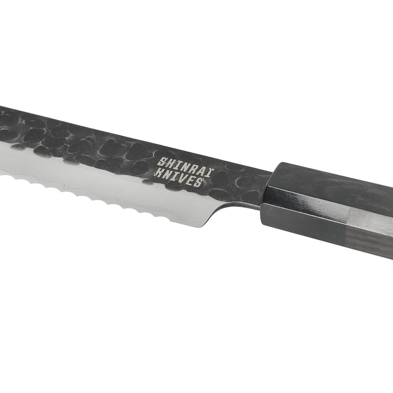 Shinrai Knives - Blackout Edition Damascus Bread Knife 20 cm