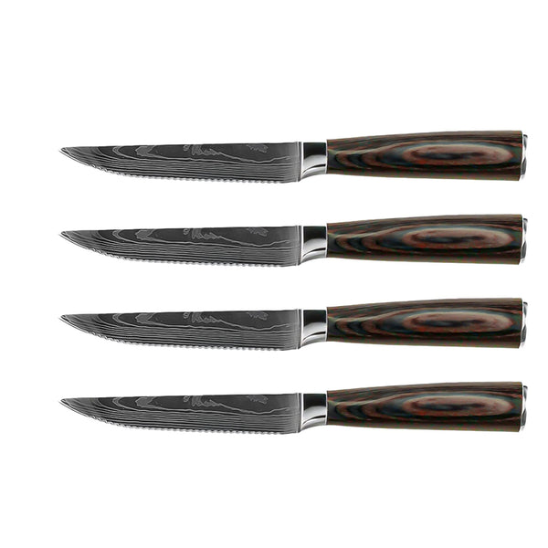 Shinrai Knives - Damascus Print 4 Steak knives