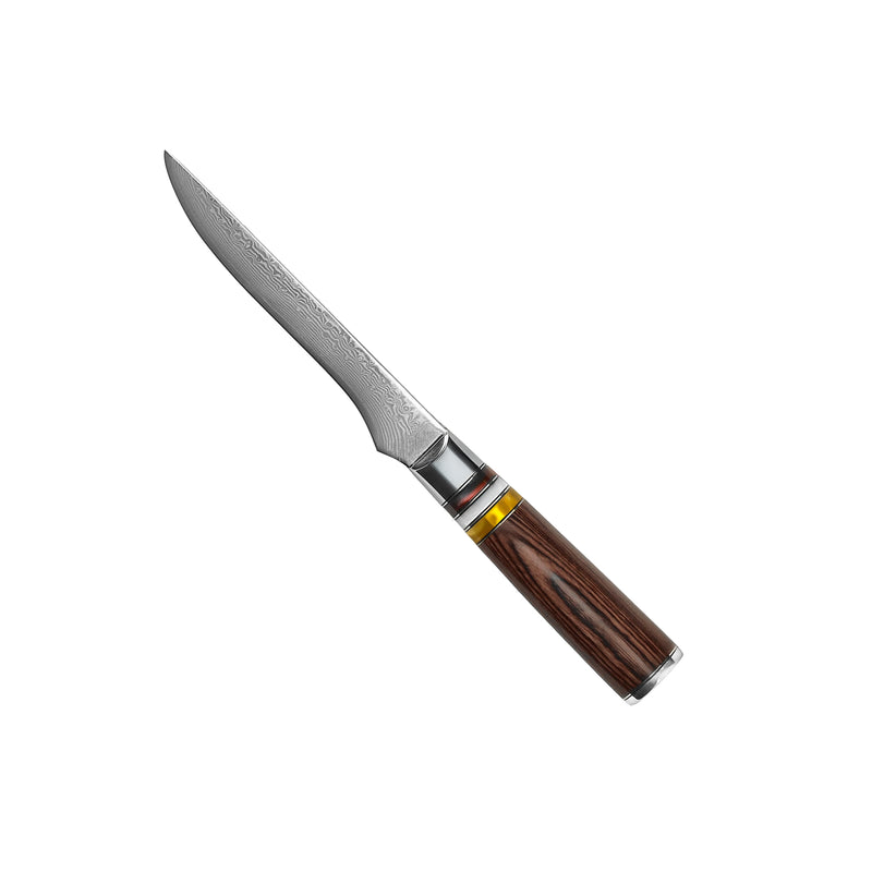 MICARTA JEWELS 7-PIECE DAMASCUS KNIFE SET + ACACIA HOLDER