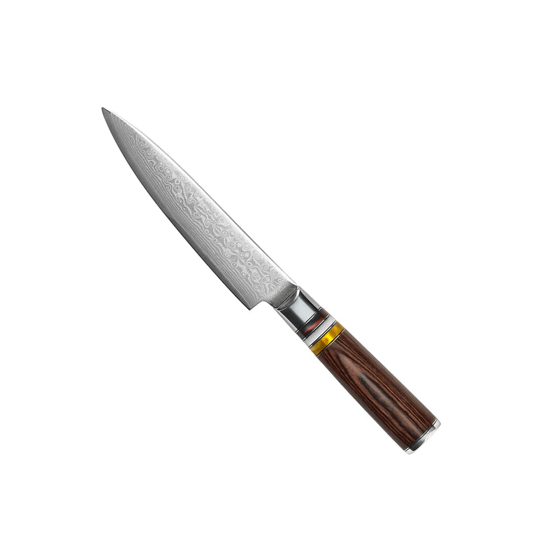 MICARTA JEWELS 7-PIECE DAMASCUS KNIFE SET + ACACIA HOLDER