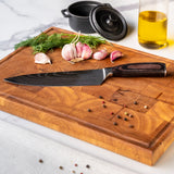Quality Damascus Print Series 7-piece Knife Set + Acacia Knife Holder