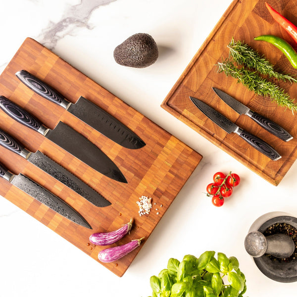 Damascus Pakka Wood Series - 6-piece knife set