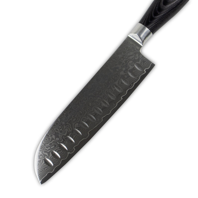 Damascus Pakka Wood - Santoku Knife 18 cm