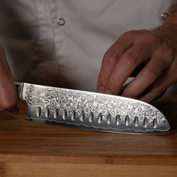 Damascus Pakka Wood Series - Santoku Knife