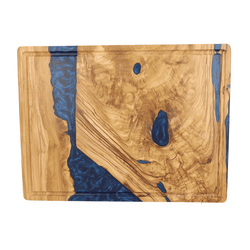 Shinrai Knives - Epoxy Sapphire Cutting Board Olive Wood - 40 x 30 x 3 cm